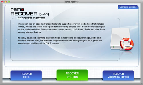 Recover Digital Photos on Mac - Main Screen