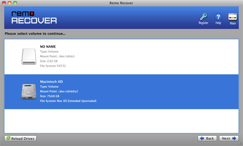 Image recovery software for Mac - Select the drive