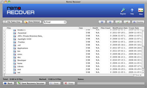 Image recovery software for Mac - List of recovered files